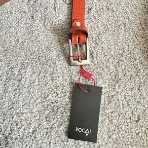 Women's Orange Leather Belt